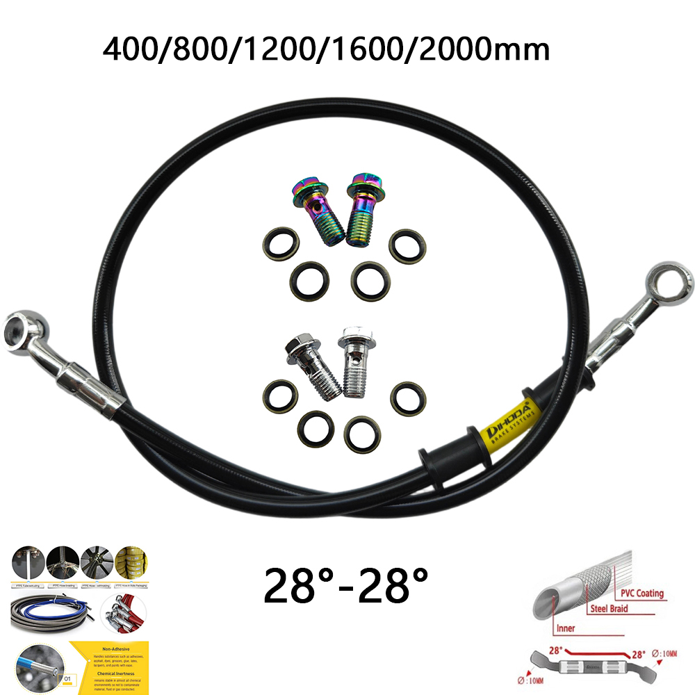 Brake Line Motorcycle - 28 ° -28 ° Черные плетеные